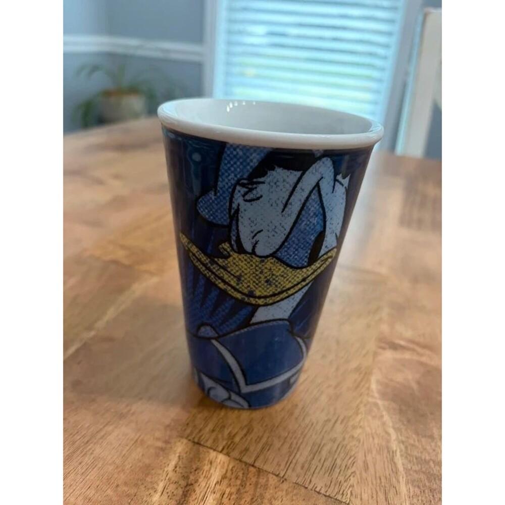 Disney Donald Duck Aw Phooey Tall Ceramic Travel Mug 12 oz With Silicone Lid